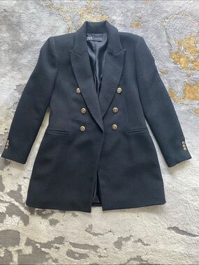Zara Black Double-Breasted Blazer Dress with 8 Gold Buttons. Mildly used! Size:L